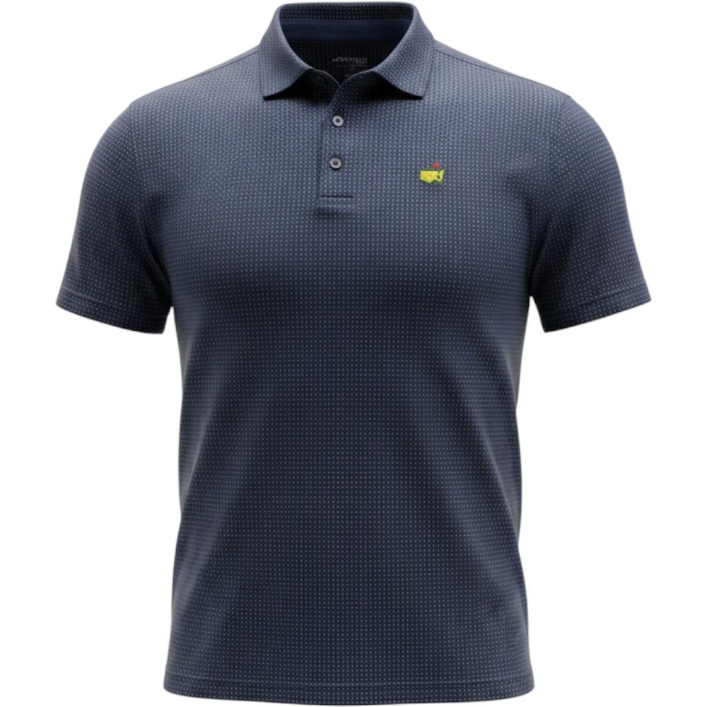 The Masters Tech Golf Polo Shirt Men's Large Navy Blue Micro Dot Performance